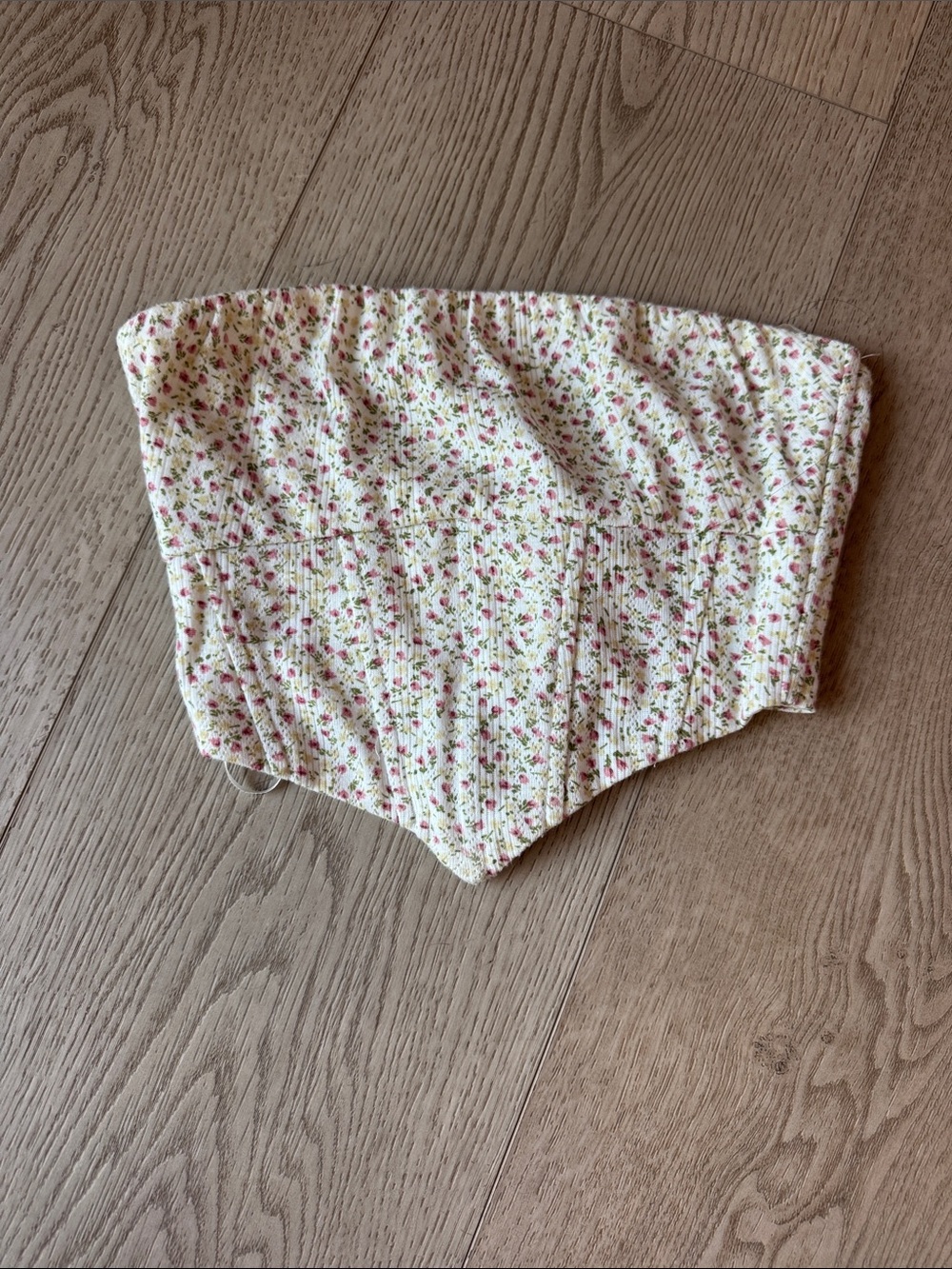 Princess Polly Cream Floral Corset Top with Pink & Green Print